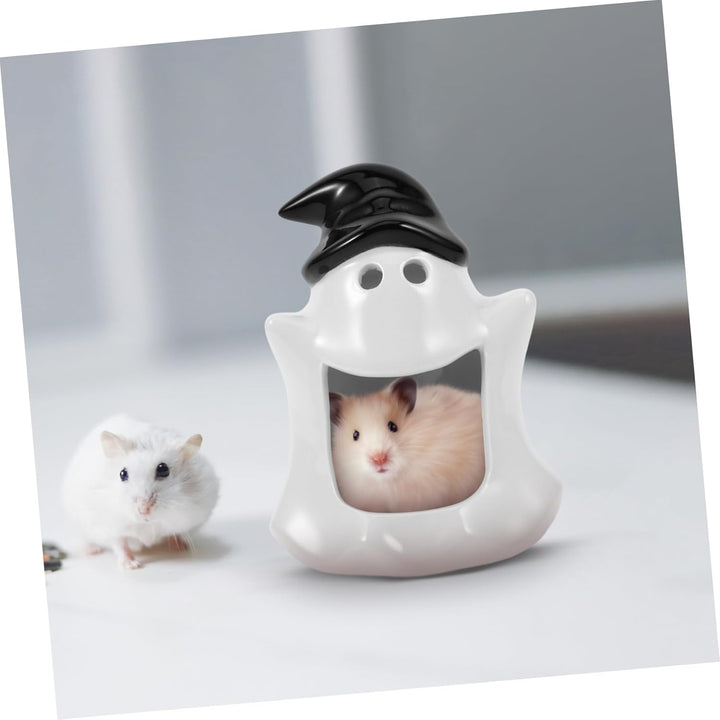 HEMOTON Keramisches Hamster Nest Halloween Geisterform Kühlversteck für Sommer Hamsterhaus für Klein