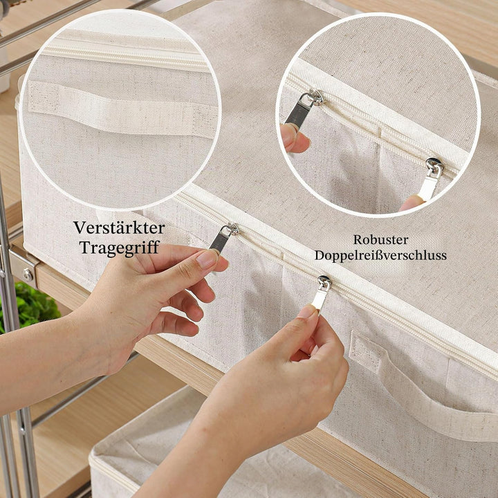 Unterbett Aufbewahrungsbox, Faltbare Tasche für Bettlaken mit Deckel, Unterbettbox Organizer mit Rei