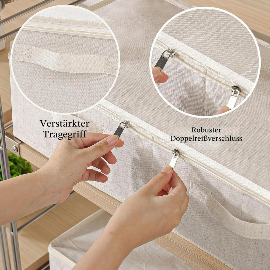 Unterbett Aufbewahrungsbox, Faltbare Tasche für Bettlaken mit Deckel, Unterbettbox Organizer mit Rei