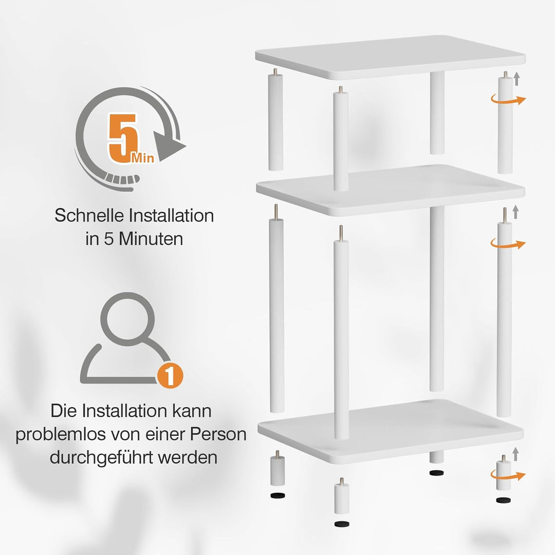 APICIZON 3 Tier Beistelltisch Schmal, Nachttisch Holz, Tisch Klein, 40x30x61.5cm, Kleiner Beistellti