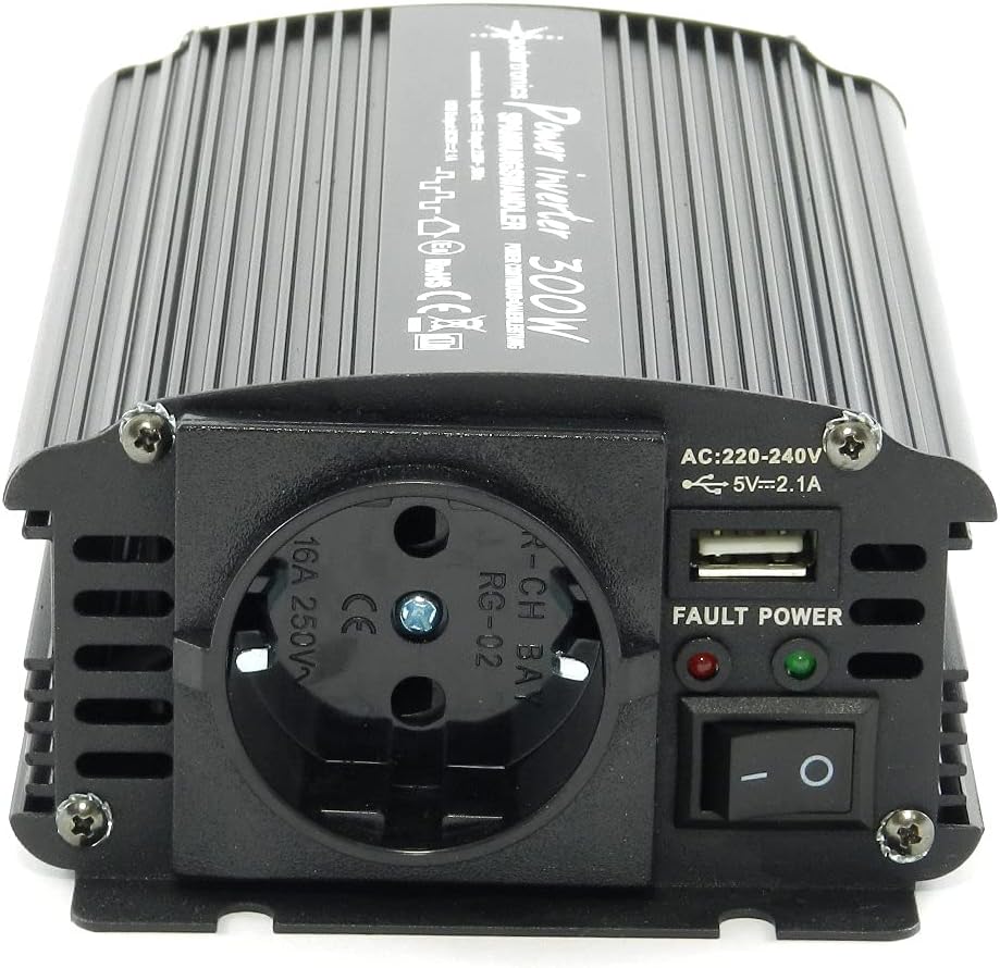 solartronics Spannungswandler Wechselrichter Intverter NM 300-5000 Watt 12V zu 230V schwarz USB Schu