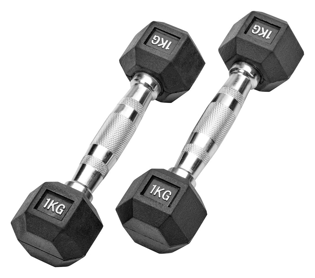 Bad Company Gummierte Hexagon Studio Hanteln schwarz I Kurzhanteln gummiert für Aerobic, Gymnastik u
