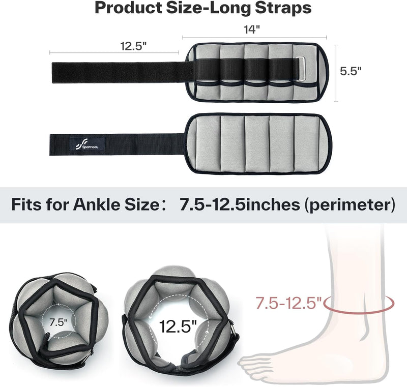 Sportneer Knöchelgewicht, Verstellbares Gewichte-Set am Knöchel, Handgelenkriemen am Handgelenk, 0,4