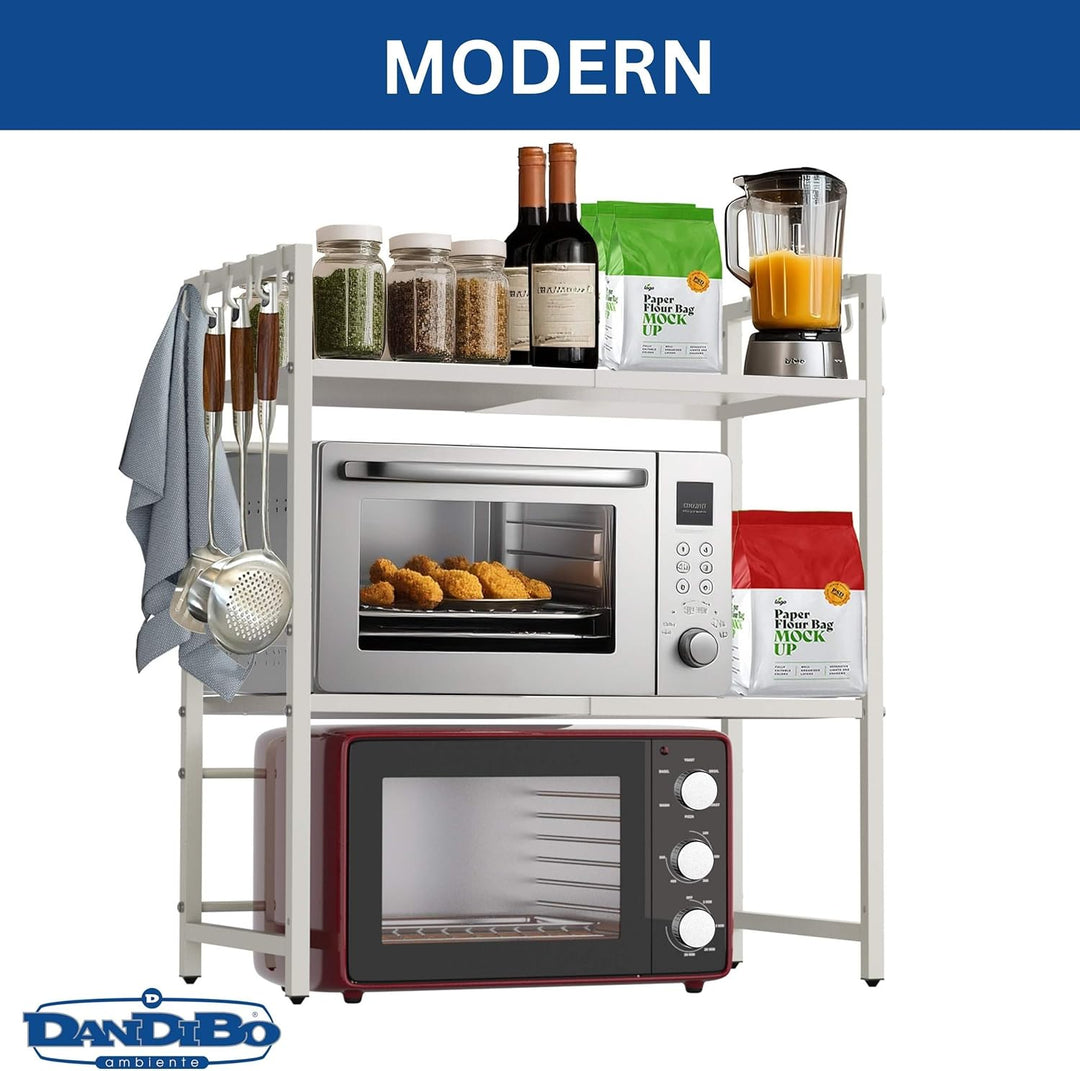 DanDiBo Verstellbares Küchenregal Weiss für Arbeitsplatte Stehend 3 Stufig 40-64 cm Regal Küche 9668