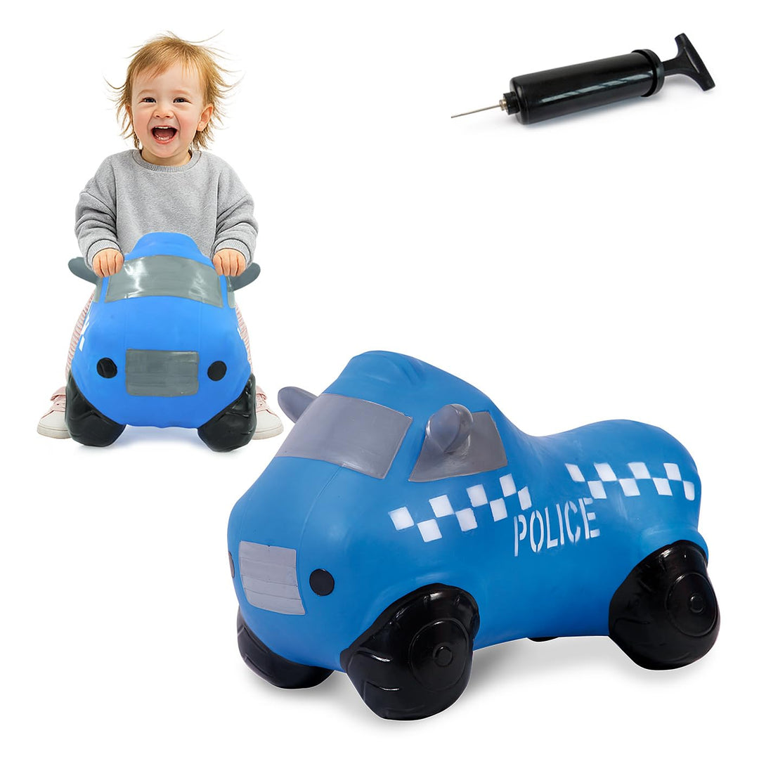 JAMARA 460455 Hüpfauto Police Truck HoppyDoo - Spielzeug für Kinder, Hüpfspielzeug Baby Indoor/Outdo