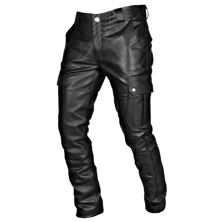Ansenesna Hose Herren Leder Lederoptik Lang Vintage Lederhose Männer Mit Seitentaschen Regular Fit F