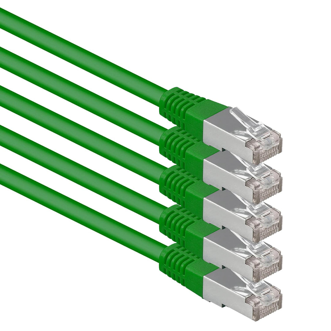 1aTTack.de 7,5m grün - 5 Stück Cat.6 Patchkabel Netzwerkkabel CAT6 S-FTP Gigabit LAN PIMF CAT 6 Kupf