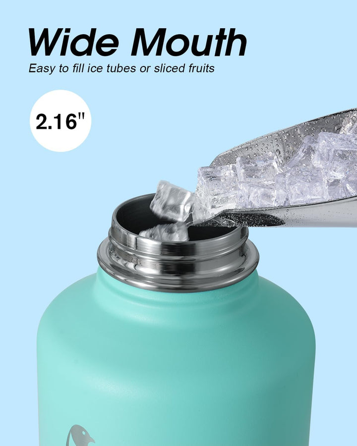 Isolierte Wasserflasche 18 l mit Strohhalm & 3 Deckel Coolflask Half Gallone Water Jug Large Metal S