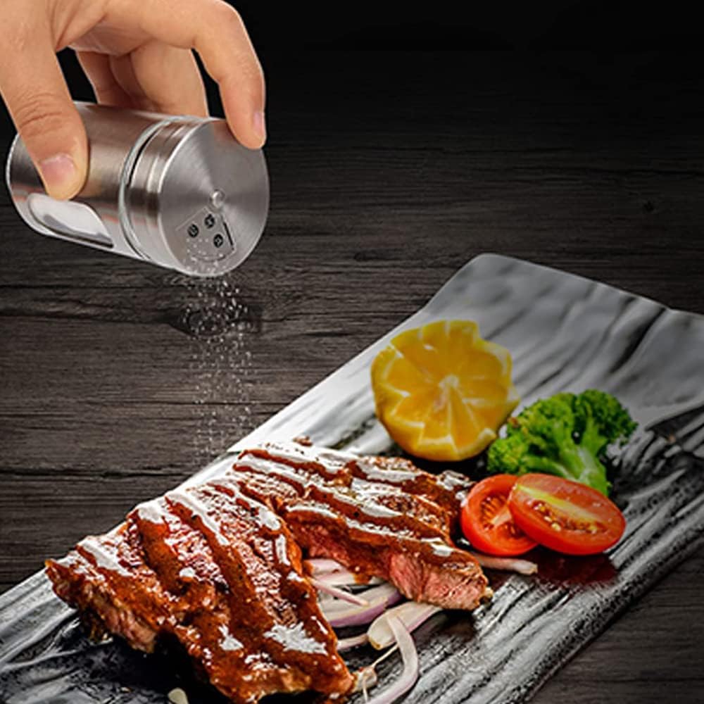 6 Stück Gewürzbehälter Spice Jars, Edelstahl Deckel Gewürzstreuer, Gewürzgläser mit Drehdeckel, Gewü