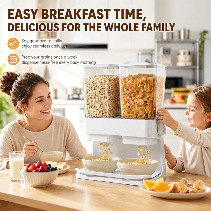 Müslispender 2er Pack - Cereal Dispenser 3L Luftdicht - Cornflakes Spender Doppel - Frühstücksflocke