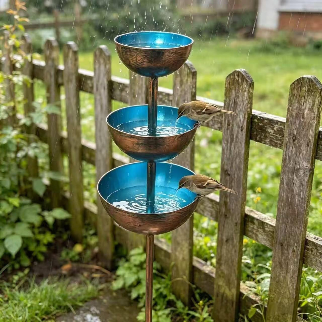 Regenfänger Gartensteckervogeltränke Rost Gartenstecker Metall Gartendeko für Draussen Insektentränk