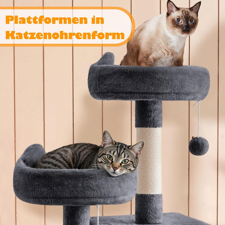 Yaheetech Kratzbaum gross, 179 cm Kartzenbaum Katzenkratzbaum, mit 2 Katzenhäusern und 2 Plattformen