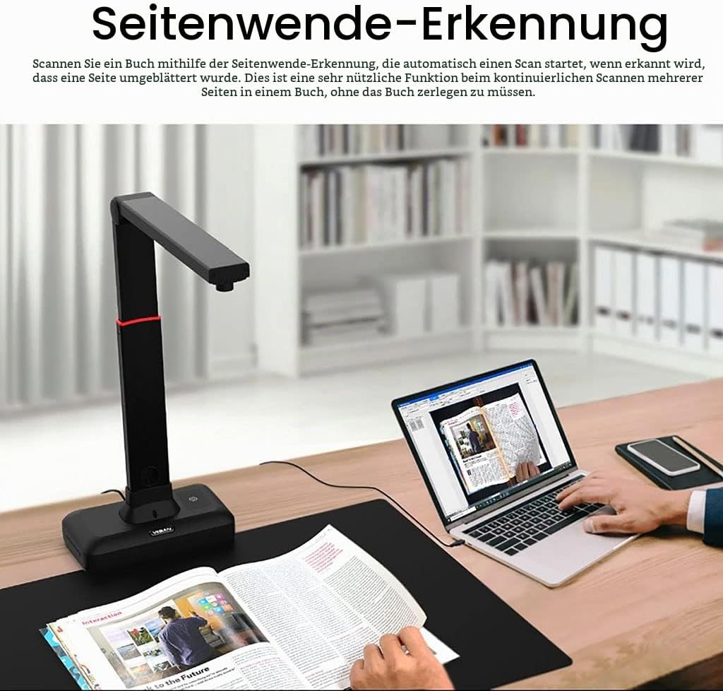 VIISAN Dokumentenscanner - 27MP Buchscanner mit Scan Max A2, ideal für grosse Periodika, Bücher und