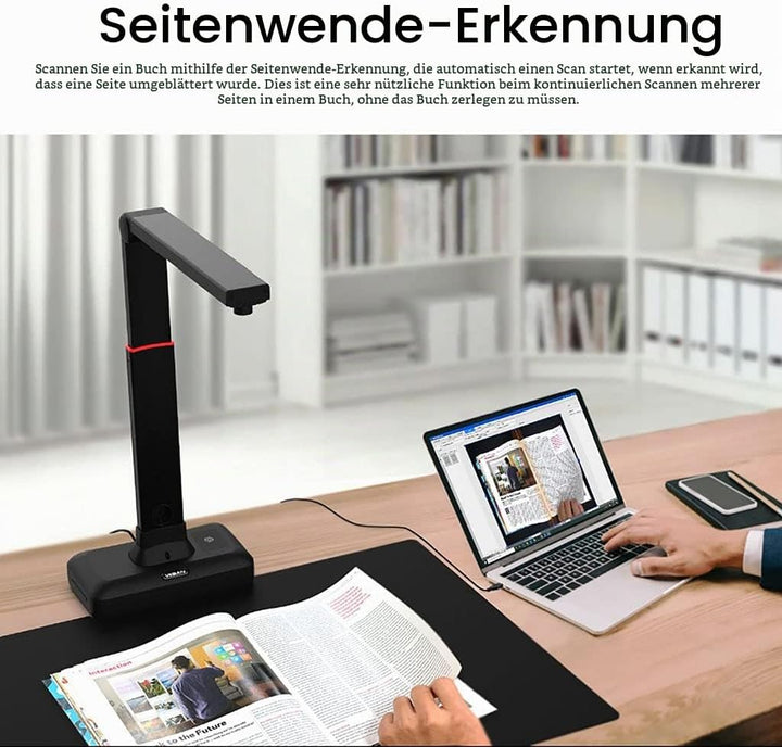 VIISAN Dokumentenscanner - 27MP Buchscanner mit Scan Max A2, ideal für grosse Periodika, Bücher und