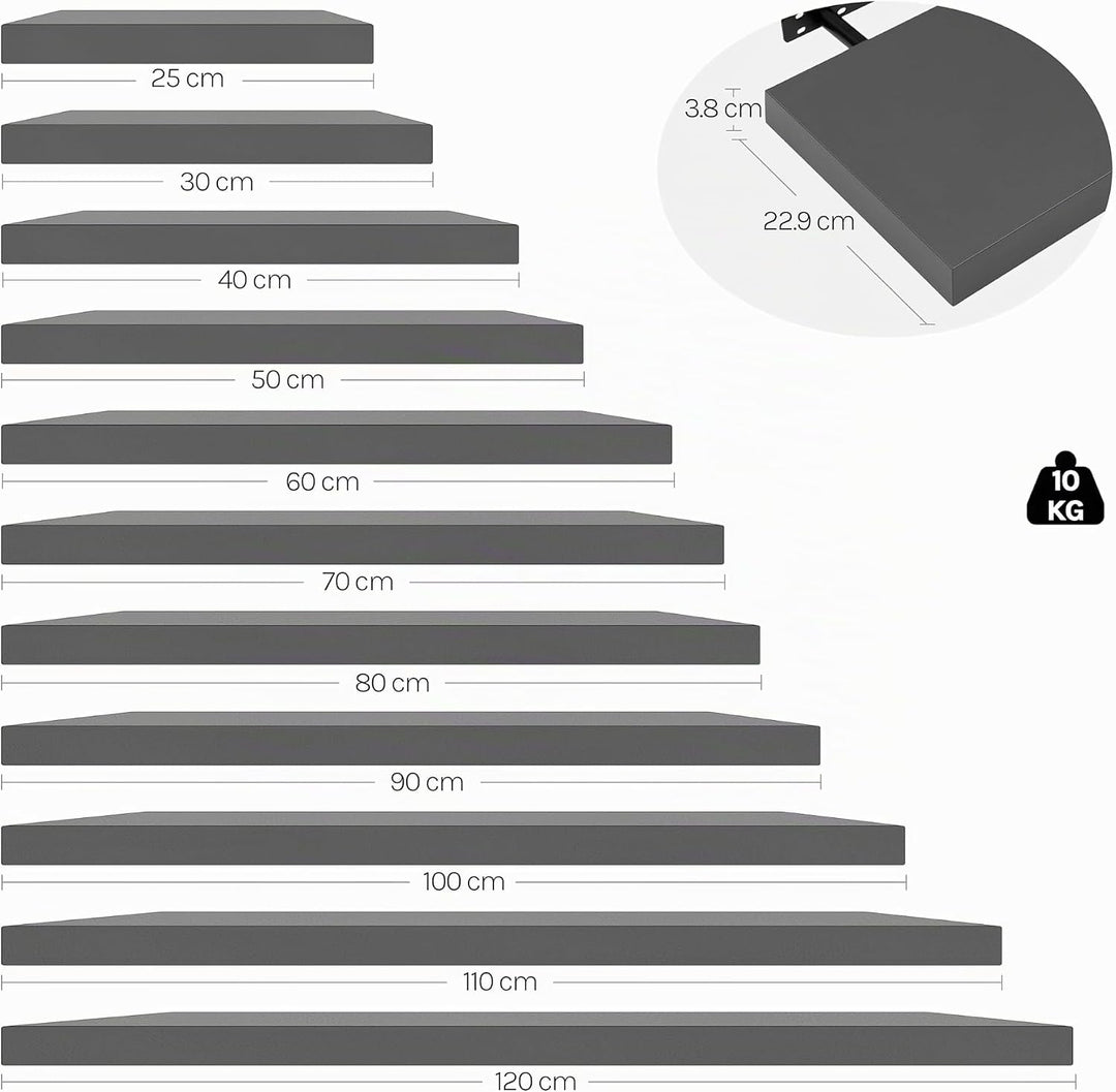 WOLTU 2X Wandregal Wandboard Bücherregal Regale für Deko Wandablagen aus MDF Holz, 2er Set Hängerega