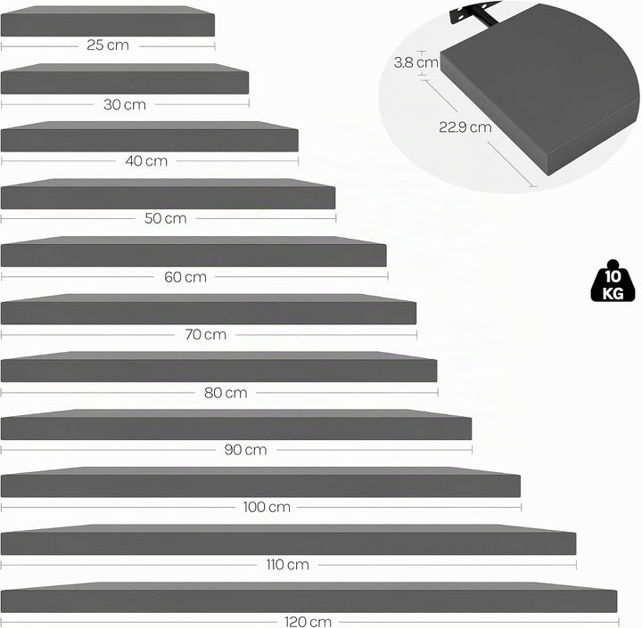 WOLTU 2X Wandregal Wandboard Bücherregal Regale für Deko Wandablagen aus MDF Holz, 2er Set Hängerega