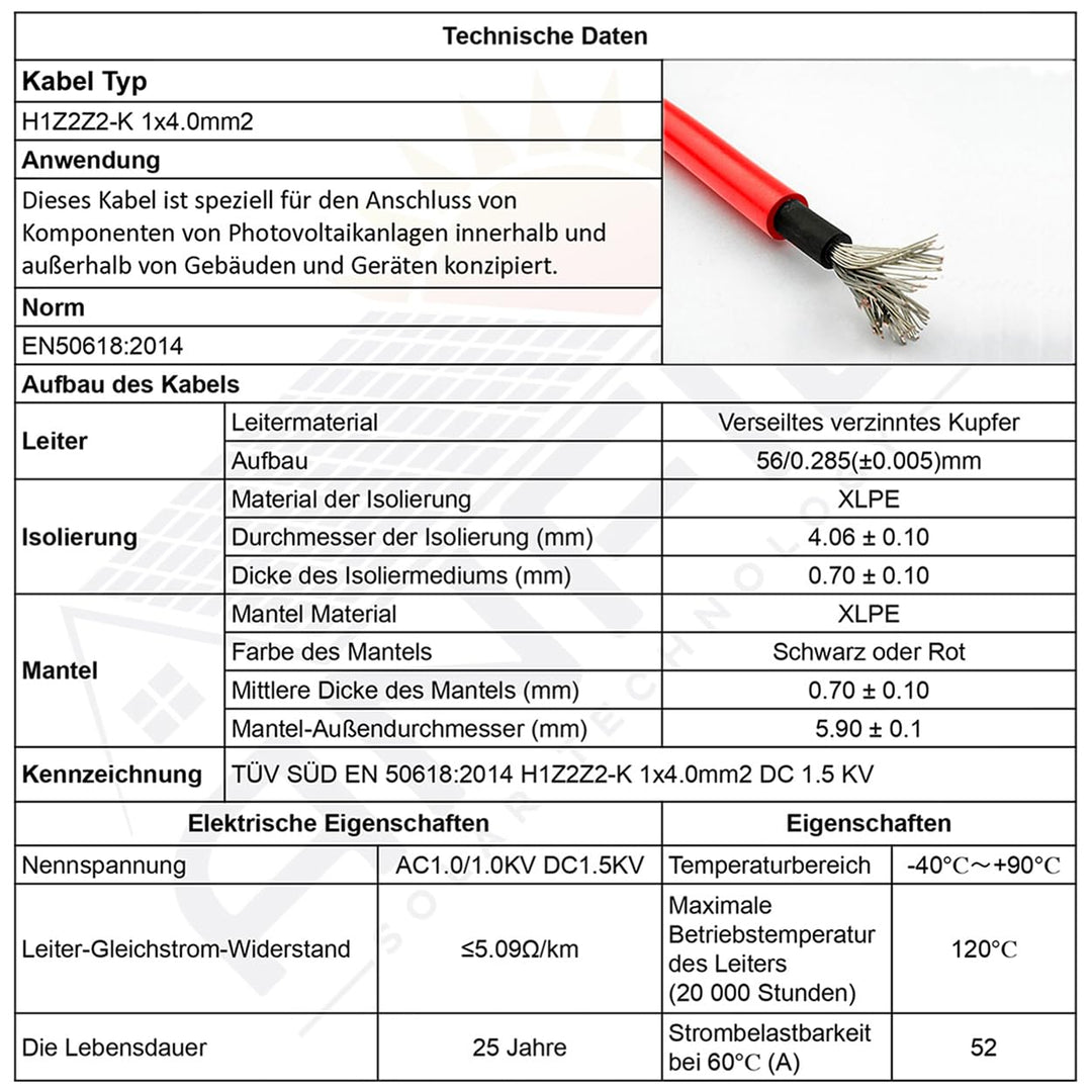 Solarkabel Verlängerung ANFIL 4mm2/12AWG Solarpanel Photovoltaik Verlängerungskabel Solar PV Kabel m