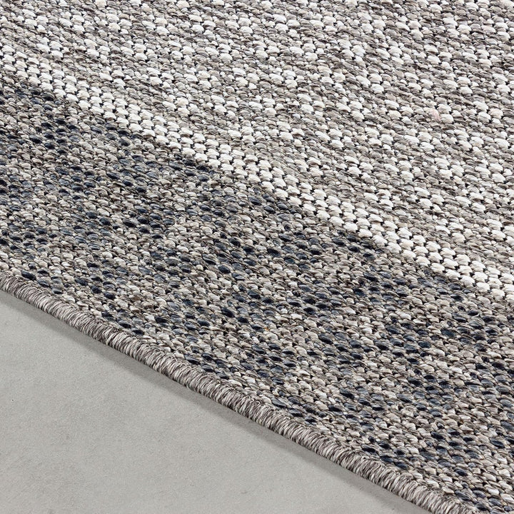 In- &amp; Outdoor Teppich Robuster, Ethno Look Bordüre Muster, Rechteckig, Grau und Creme Farbe, Wetterf