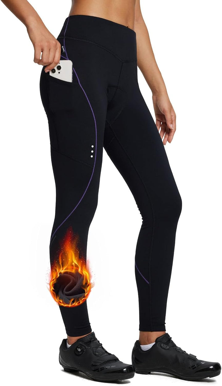 BALEAF Damen Reithose Radhose Winter Reitleggings Kniebesatz Fahrradhose wasserabwiesend Thermoleggi