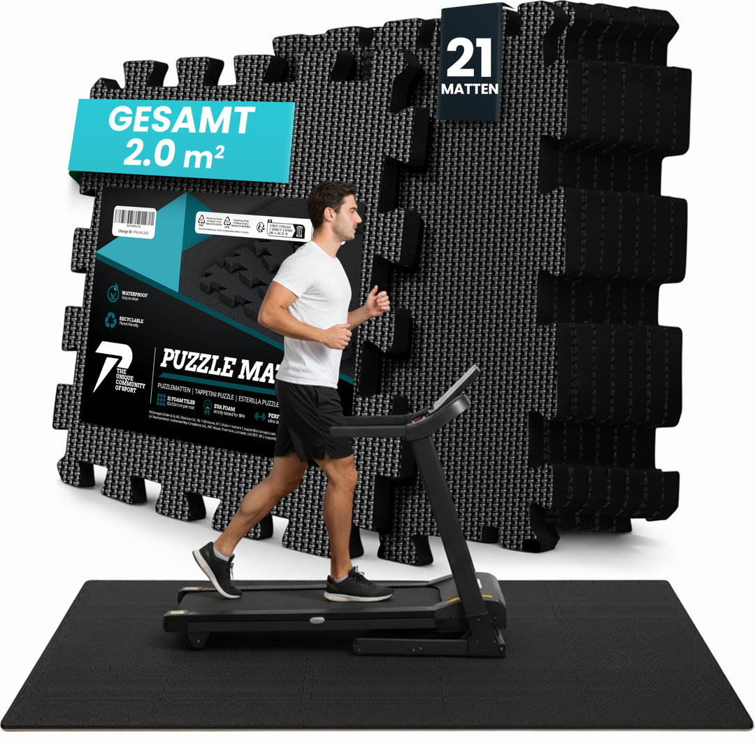 Bodenschutzmatte Fitness【Set mit 21 Matten】EVA Fitnessmatte rutschfest - Sportmatte Gymnastikmatte P