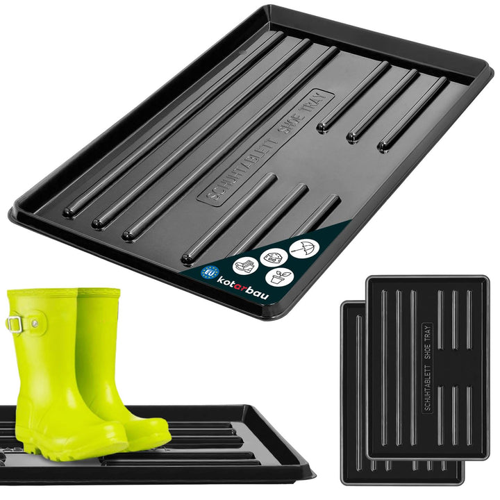 KOTARBAU® 2er Set Schuhabtropfschale 60x40 cm Abtropfmatte Schuhe Schwarz Schuhmatte Abtropfmatte Ku