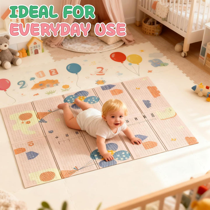 Soontrans Krabbelmatte Baby, Spielmatte Baby Faltbar, 180x120x1cm, Play Mat for Babies Doppelseitige