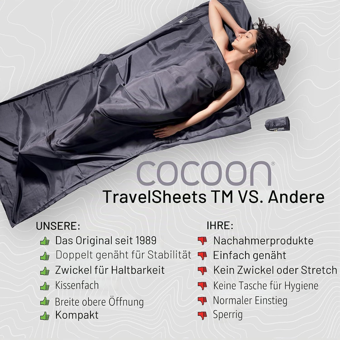 Cocoon Hüttenschlafsack aus Seide 86"x35" olivgrün, 86"x35" olivgrün