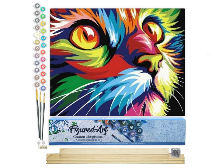 Figured'Art Malen Nach Zahlen Erwachsene Mit Rahmen Raubkatze Pop Art - Paint by Numbers Basteln DIY