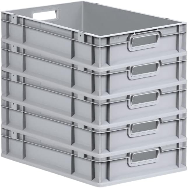 PROREGAL SuperSparSet 5x Eurobox NextGen Grip | HxBxT 12x40x60cm | 23 Liter | Griffe offen | Glatter