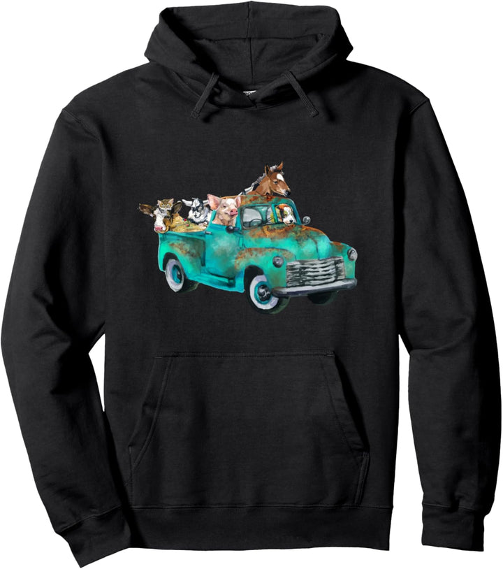 Bauernhof Pickup Truck mit Bauernhoftieren Pullover Hoodie