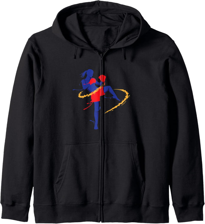Grafik Kickboxing Mädchen Kapuzenjacke