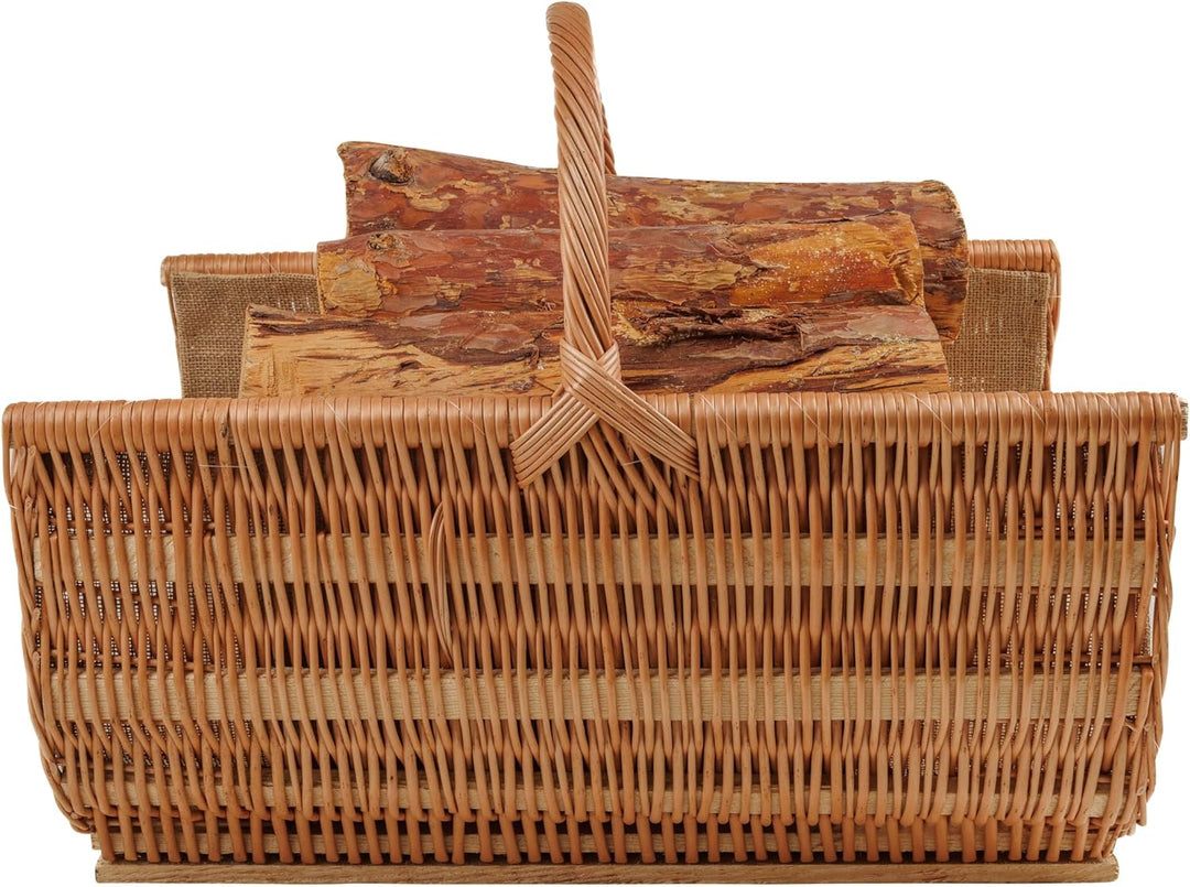 BOGATECO Weidenkorb mit Griff | Grosser Kaminkorb 60X45X30 | Handgewebt | Holzkorb mit Verstärkung 6
