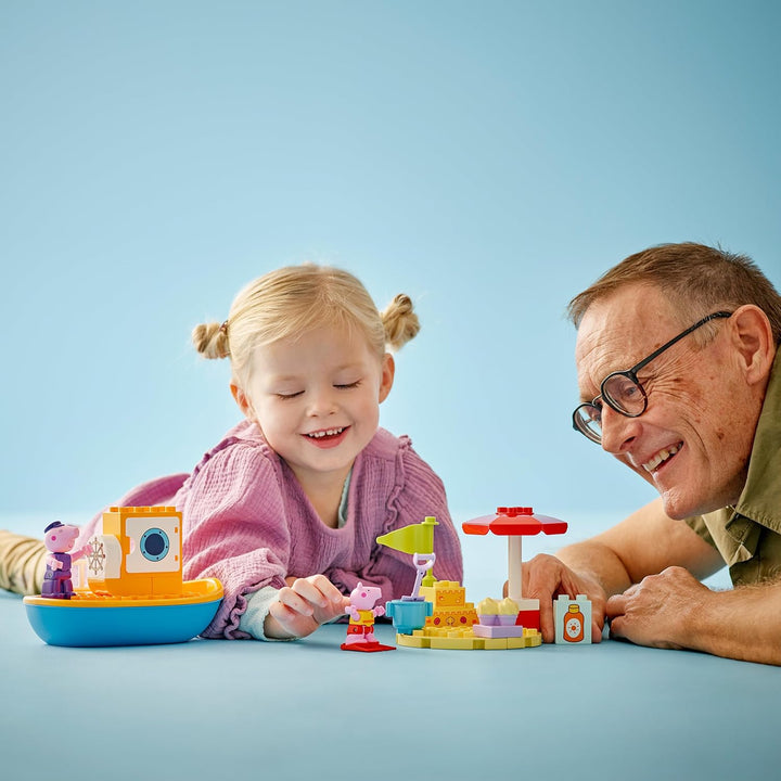 LEGO DUPLO Peppas Bootsausflug: Spielset mit Spielzeugboot zum Bauen und Umbauen mit 2 Figuren, krea