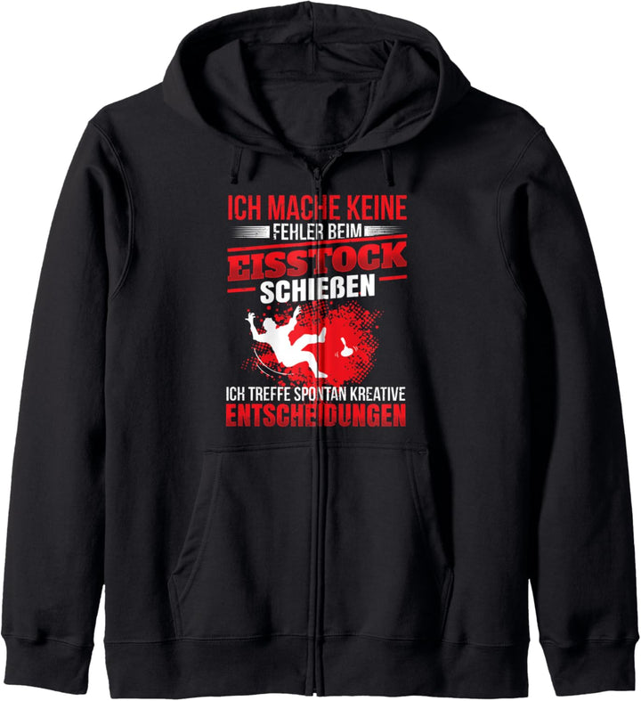 Keine Fehler beim Eisstock schiessen Spruch Stockschütze Kapuzenjacke