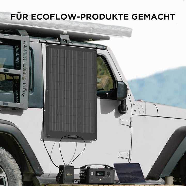 Ecoflow 100W Solar Panel Flexibles Monokristallines Solarpanel IP68 hocheffizient Solarmodul Solarze