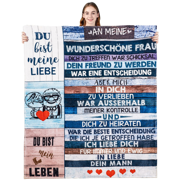KEMEILA Personalisiertes Decke Geschenk Für Meine Frau, Bedruckte Sofa-Reisedecke, Weihnachten Gebur
