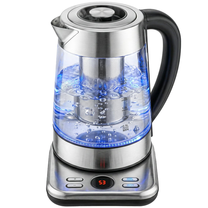 HOMCOM Elektrischer Wasserkocher, 1,7L Schnellkochender 2200W Wasserkocher mit UK Strix Thermostat,