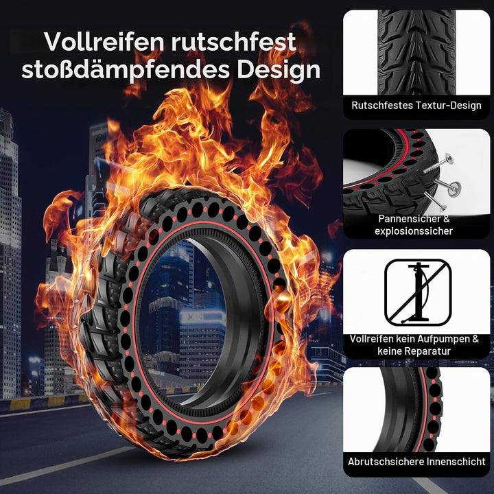 BANGTING 2PCS 50/75-6.1 E Scooter Solid Reifen, 8.5x2 zoll Vollgummireifen, 8 1/2 x2 Ersatzreifen fü