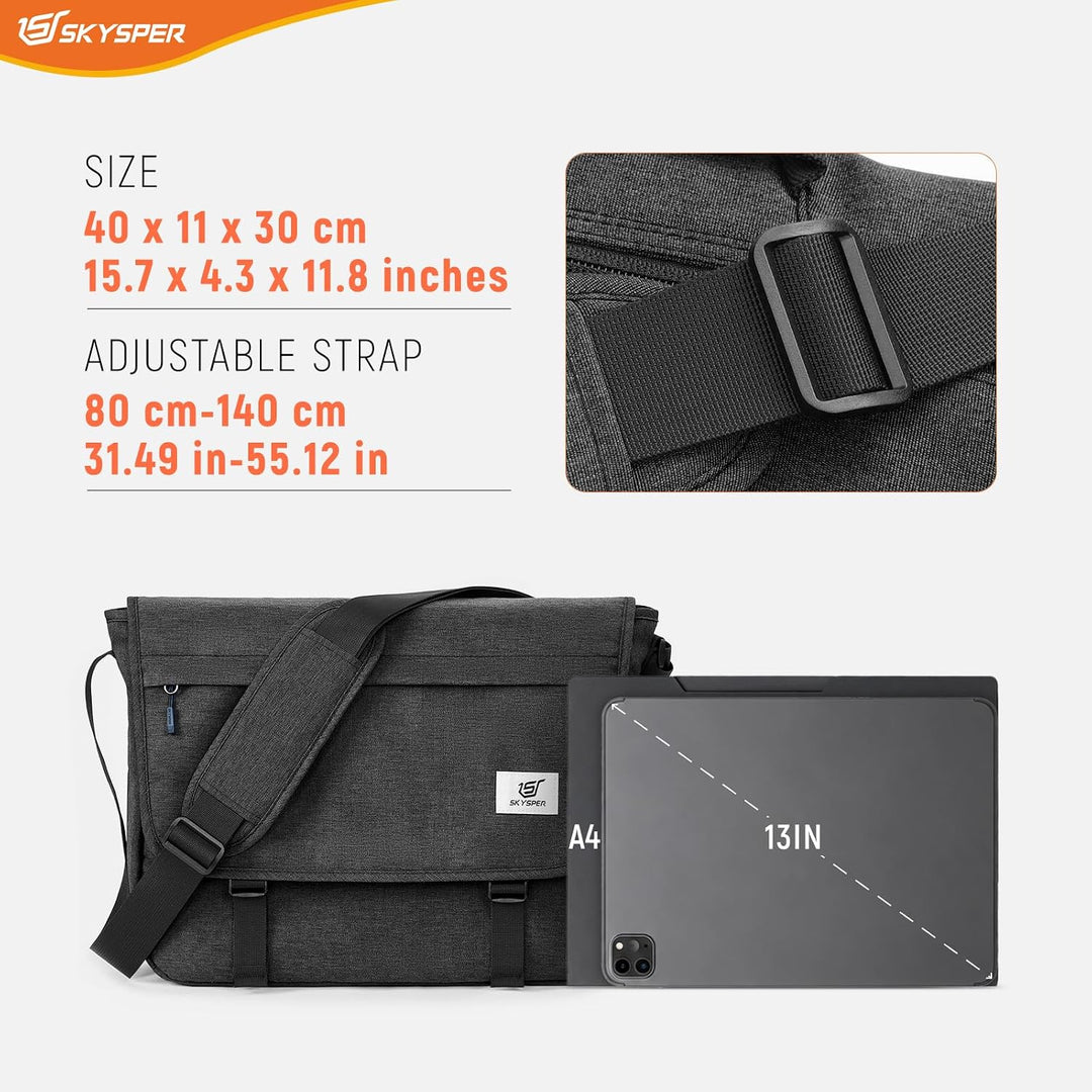 SKYSPER 15,6-Zoll Messenger Bag mit RFID-Schutz | Gross, für Herren &amp; Damen, Messenger-Stil, Anti-Di