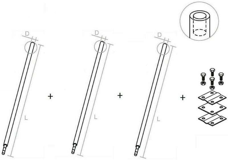 Tiefenerder Erder Erdung SET Ø20mm V2A Edelstahl - Längenauswahl (Ø20 SET 4,5m 3x1500mm), Ø20 SET 4,