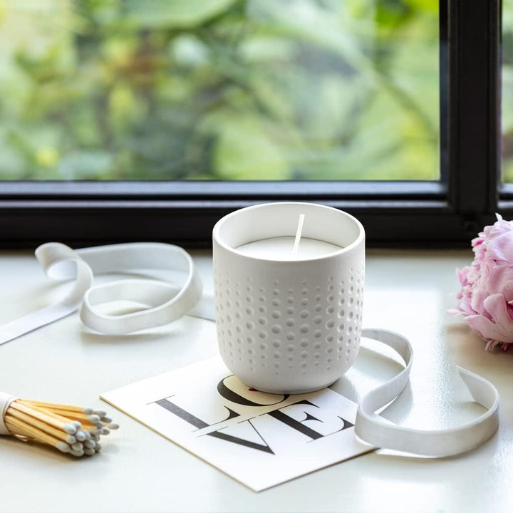 Villeroy & Boch – Manufacture Collier blanc Duftkerze Perle Sparkle 8,5x8,5x9 cm, Premium Porzellan,