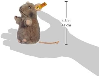 Steiff Piff Maus aufwartend - 10 cm - Kuscheltier für Kinder - Plüschmaus - waschbar - grau (056222)