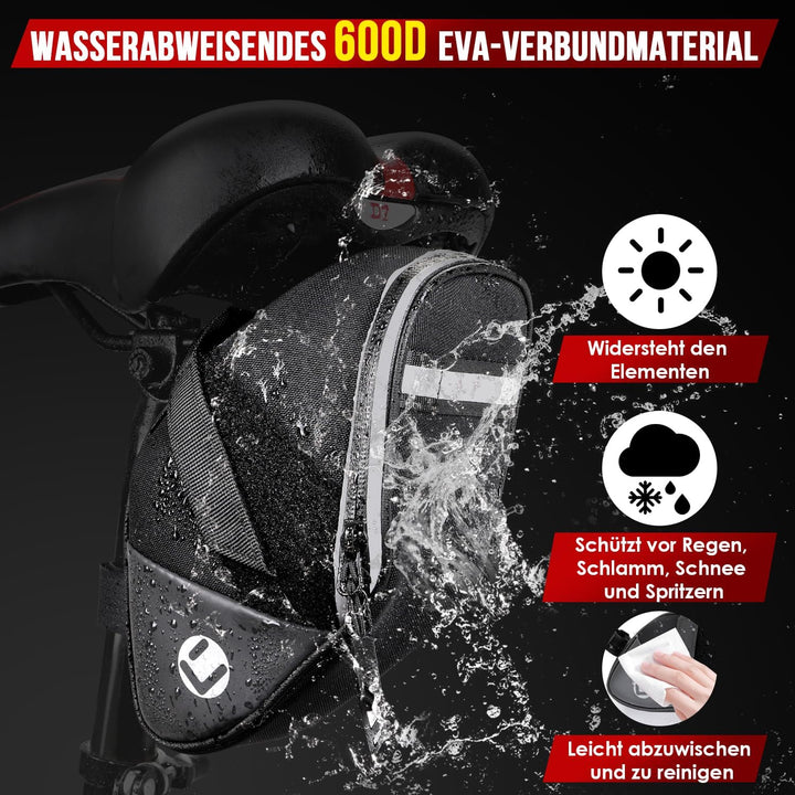 Fahrrad Satteltasche, Wasserfest und reflektierende Outdoor Satteltaschen für Fahrrad, 1.5L Leichte