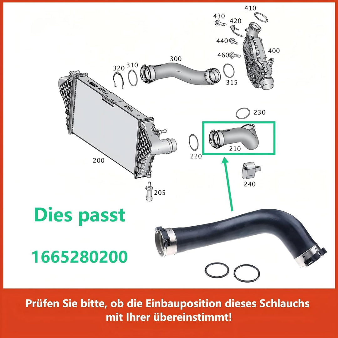 Ladeluftschlauch Turboschlauch für GL-Klasse X166 3.0L M-Klasse W166 2.1L 2011-2016 1665280200