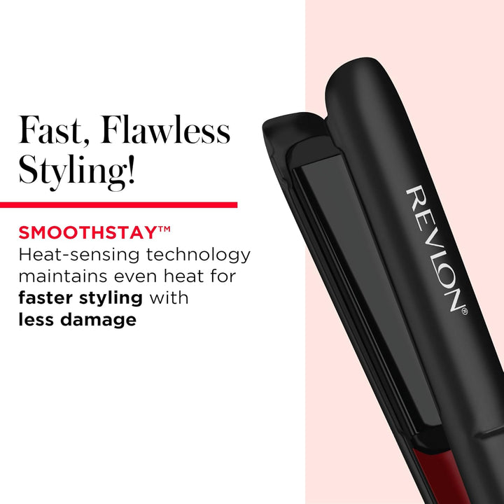 Revlon SmoothStay 25 mm Glätteisen mit Kokosnussöl-Infusion + Reisebeutel (schwimmende Platten mit a