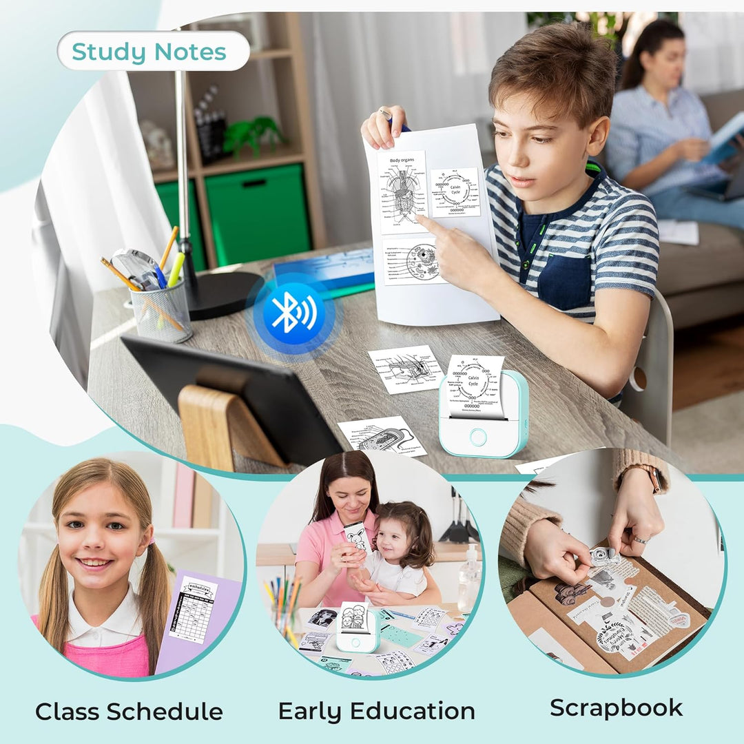 Phomemo Mini Drucker T02,Handy Fotodrucker für Mobiler,Sticker Thermodrucker für Kindertag Geburtsta