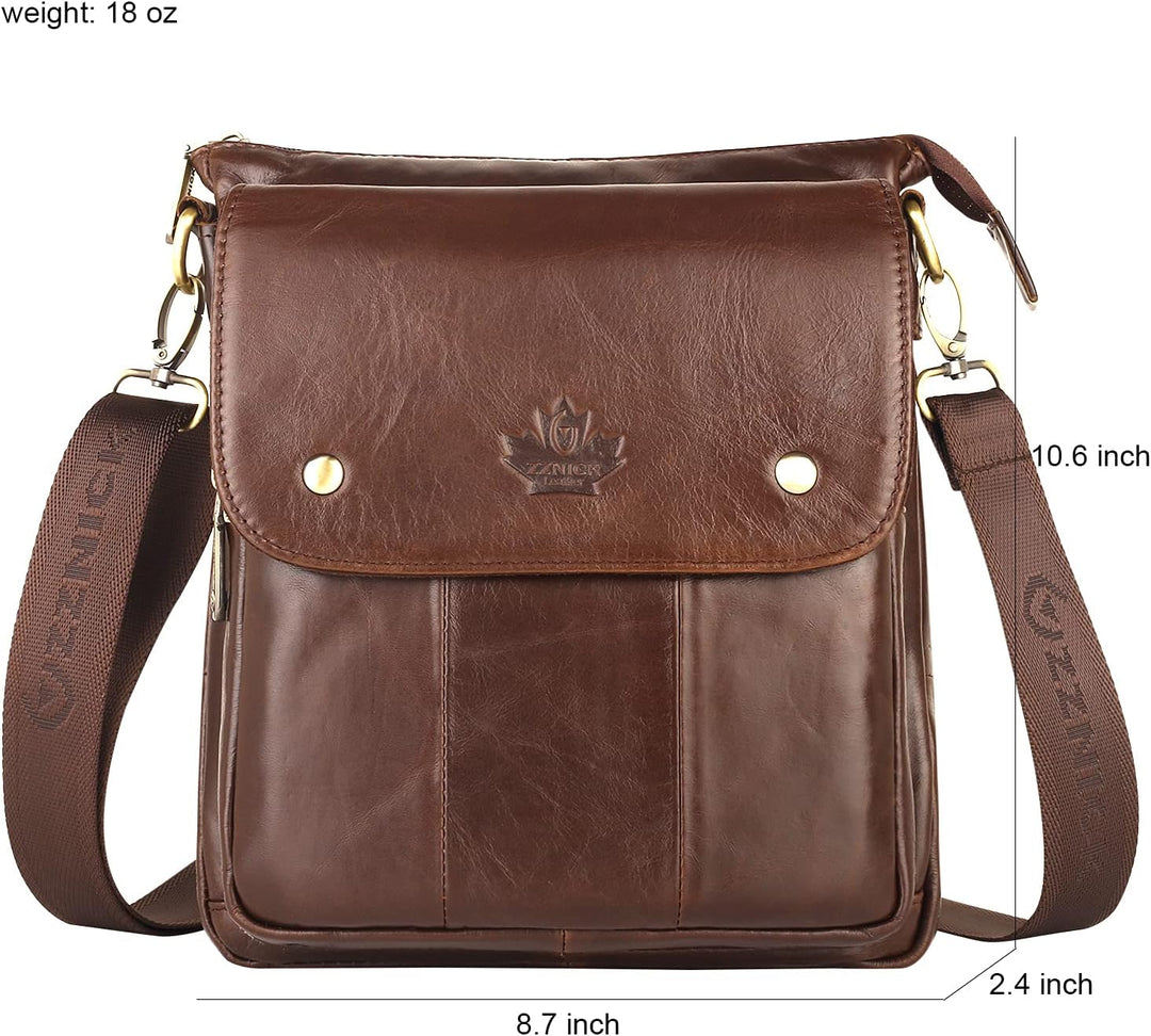 ZZNICK Umhängetasche aus echtem Leder, für Reisen, Arbeit, Business Braun-2303 M, Braun-2303 M