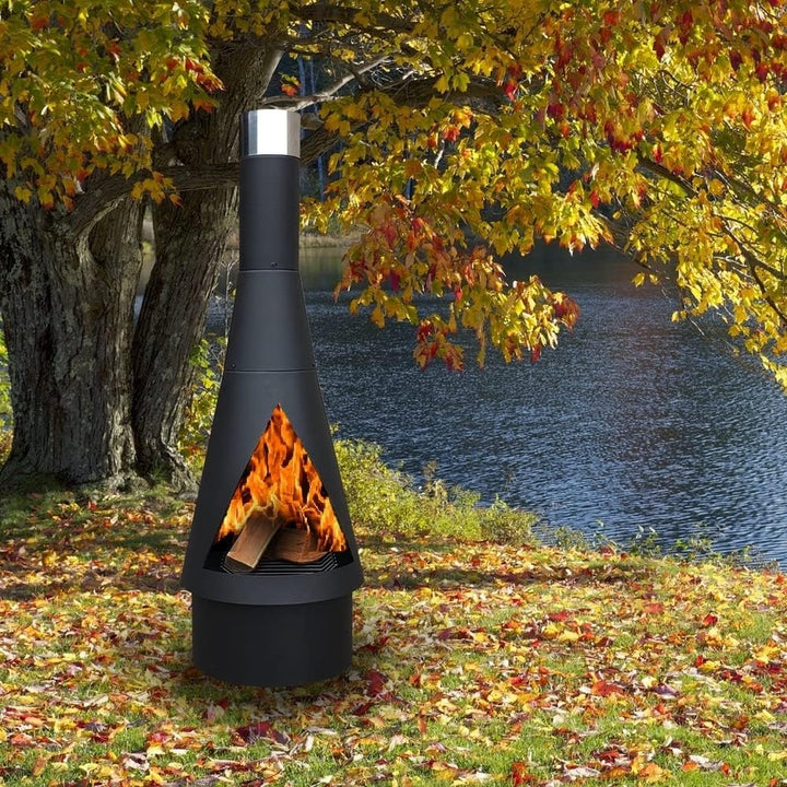 Yerd Gartenkamin Terrassenofen 125cm Black-Stahl Terrassenkamin Grill Edition