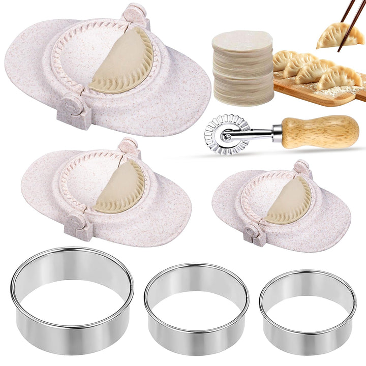 Ravioli Former Dumpling Maker Set 3 Stück Ravioli Maker mit 3 Stück Rundem Tortellini Ausstecher und