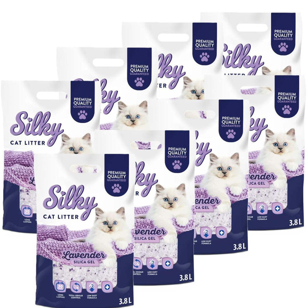 Silikat-Katzenstreu Lavender | 30,4L Satz | Hervorragende Geruchskontrolle, Staubfrei,Weich an den P
